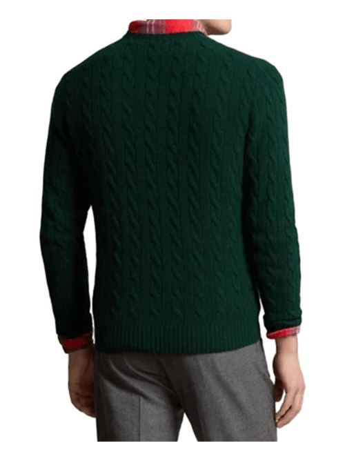 Maglia da uomo in misto lana e cashmere con lavorazione a trecce, colore moss agate POLO RALPH LAUREN | 710876762004